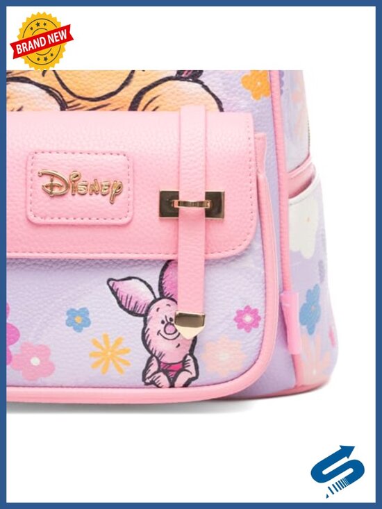 Winnie the Pooh Mini Backpack - Faux Leather, Vegan Leather, Adjustable Straps,